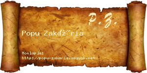Popu Zakária névjegykártya